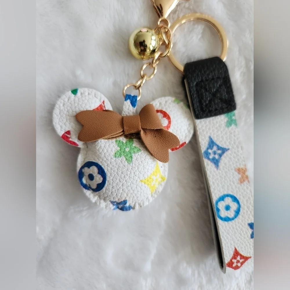 Mickey Mouse White Multicolor Soft Keychain Bag Charm